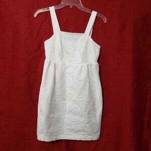 Tori Richard Short White Dress with Straps Leaves or Palm Print Design 0